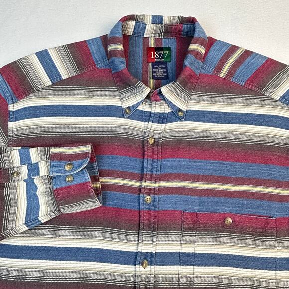 Vtg Bachrach 1877 Button Down Shirt Mens L Striped Western Cowboy Long Sleeve - Picture 11 of 11